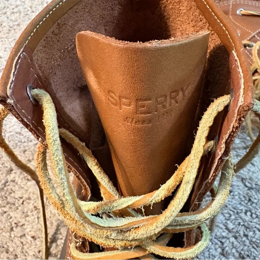 Sperry Men's Brown Leather and Gray Rubber Boots